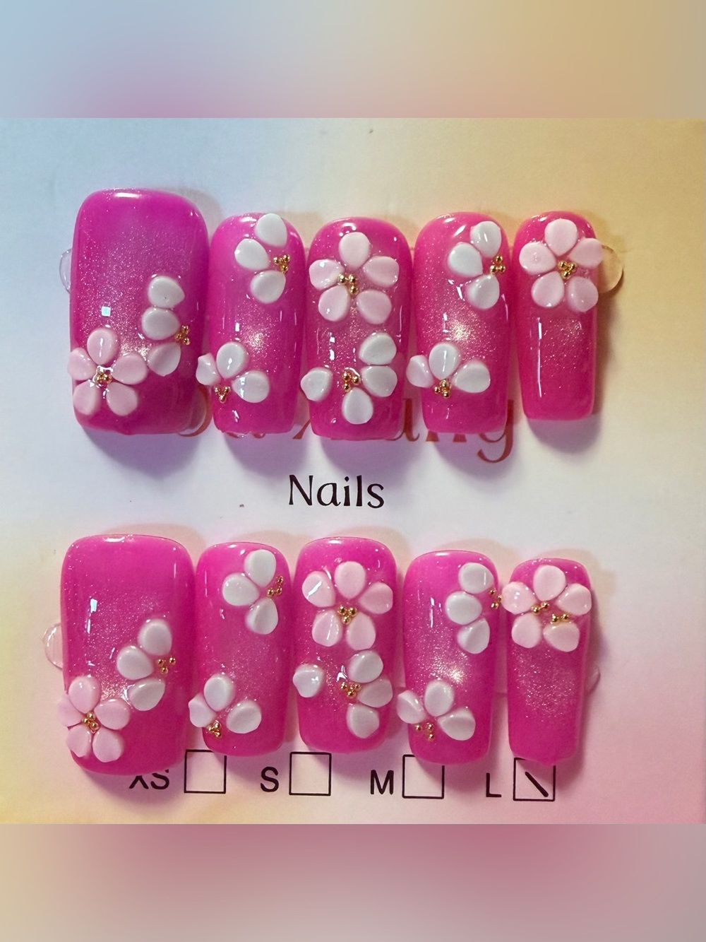 Pink Floral Press-On Nails - Women Accessories